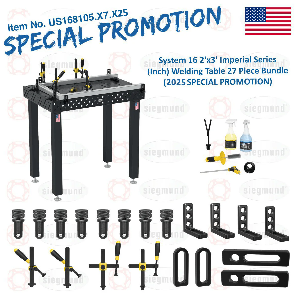 System 16 2'x3' (24"x36") Imperial Series (Inch) Welding Table 27 Piece Set (2025 SPECIAL PROMOTION) - 1