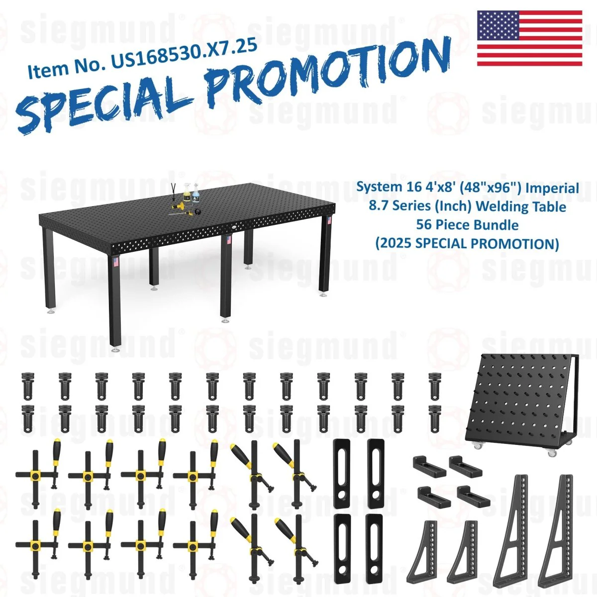System 16 4'x8' (48"x96") Imperial 8.7 Series (Inch) Welding Table 56 Piece Bundle (2025 SPECIAL PROMOTION) - 1