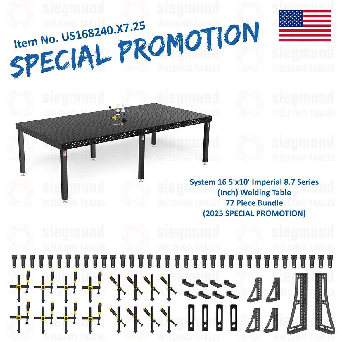 System 16 5'x10' (60"x120") Imperial 8.7 Series (Inch) Welding Table 77 Piece Bundle (2025 SPECIAL PROMOTION) - 1