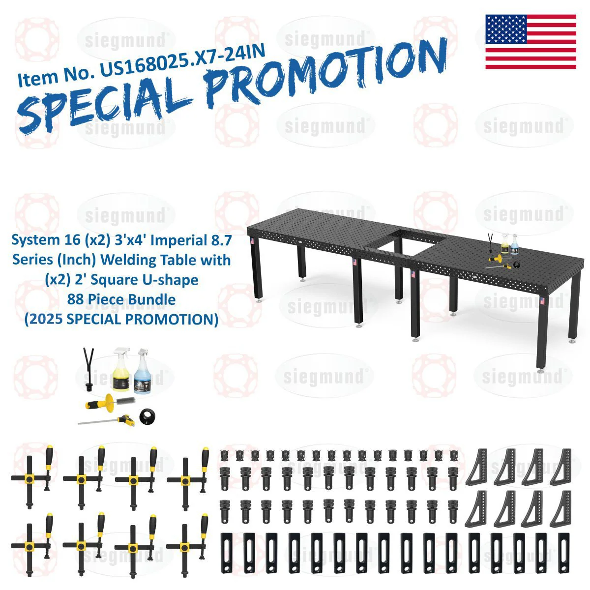 System 16 (x2) 3'x4' (36"x48") Imperial 8.7 Series (Inch) Welding Table and (x2) 2' Square U-shape 88 Piece Bundle (2025 SPECIAL PROMOTION) - 1