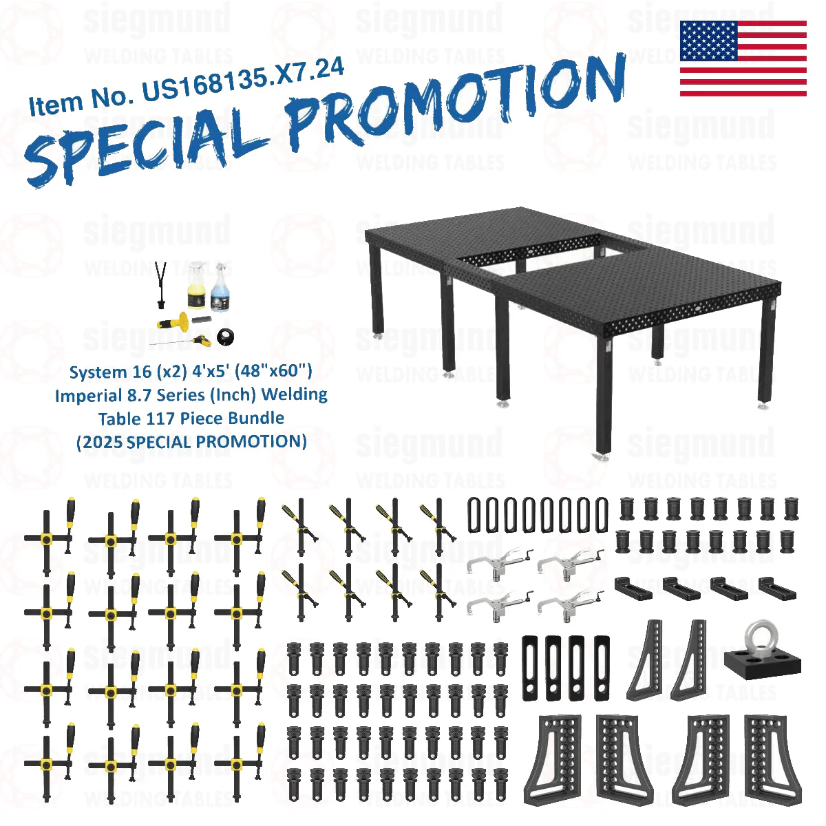 System 16 (x2) 4'x5' (48"x60") Imperial 8.7 Series (Inch) Welding Table 117 Piece Bundle (2025 SPECIAL PROMOTION) - 1