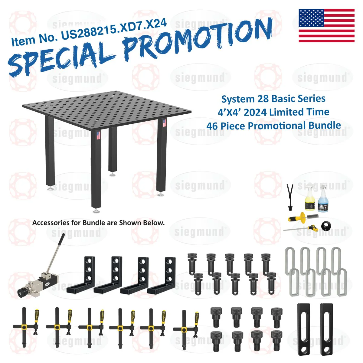 System 28 4'x4' (48"x48") Imperial "BASIC" Series (Inch) Welding Table 46 Piece Set (2025 SPECIAL PROMOTION) - 1