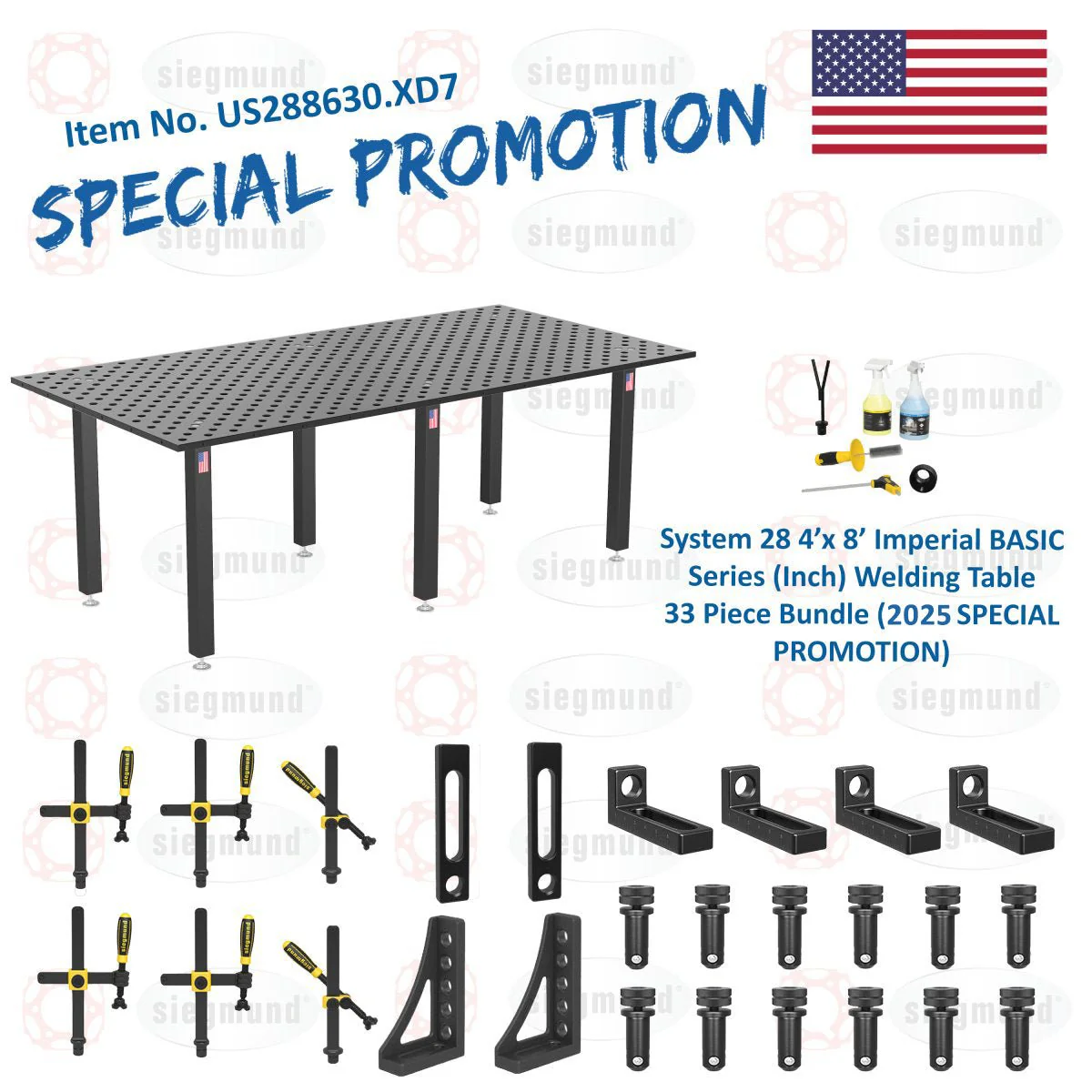 System 28 4'x8' (48"x96") Imperial "BASIC" Series (Inch) Welding Table 33 Piece Bundle (2025 SPECIAL PROMOTION) - 1