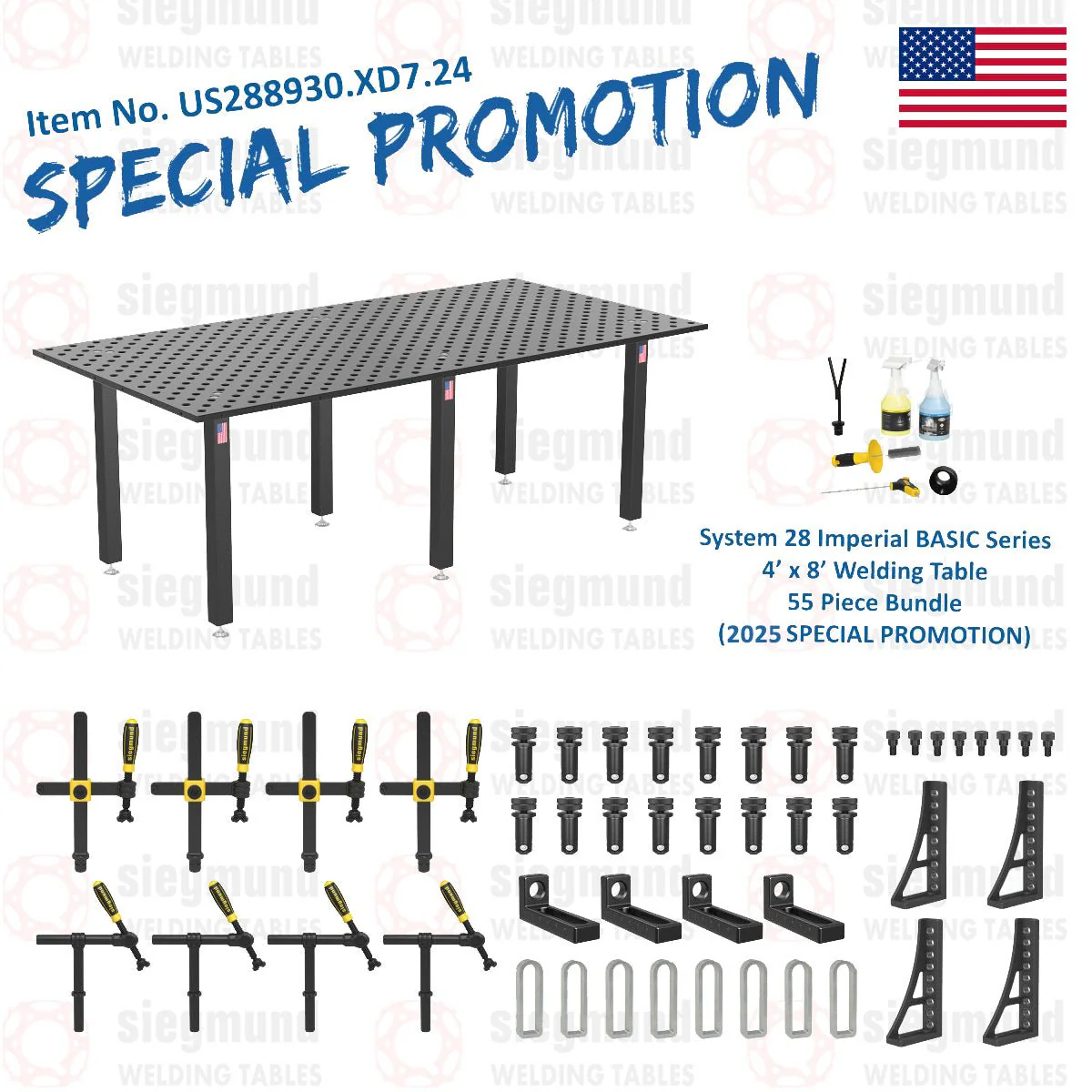 System 28 4'x8' (48"x96") Imperial "BASIC" Series (Inch) Welding Table 55 Piece Bundle (2025 SPECIAL PROMOTION) - 1