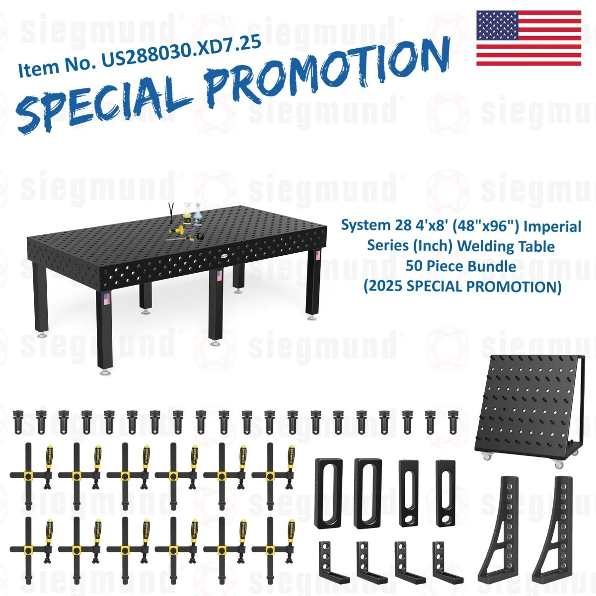 System 28 4'x8' (48"x96") Imperial Series (Inch) Welding Table 50 Piece Bundle (2025 SPECIAL PROMOTION) - 1