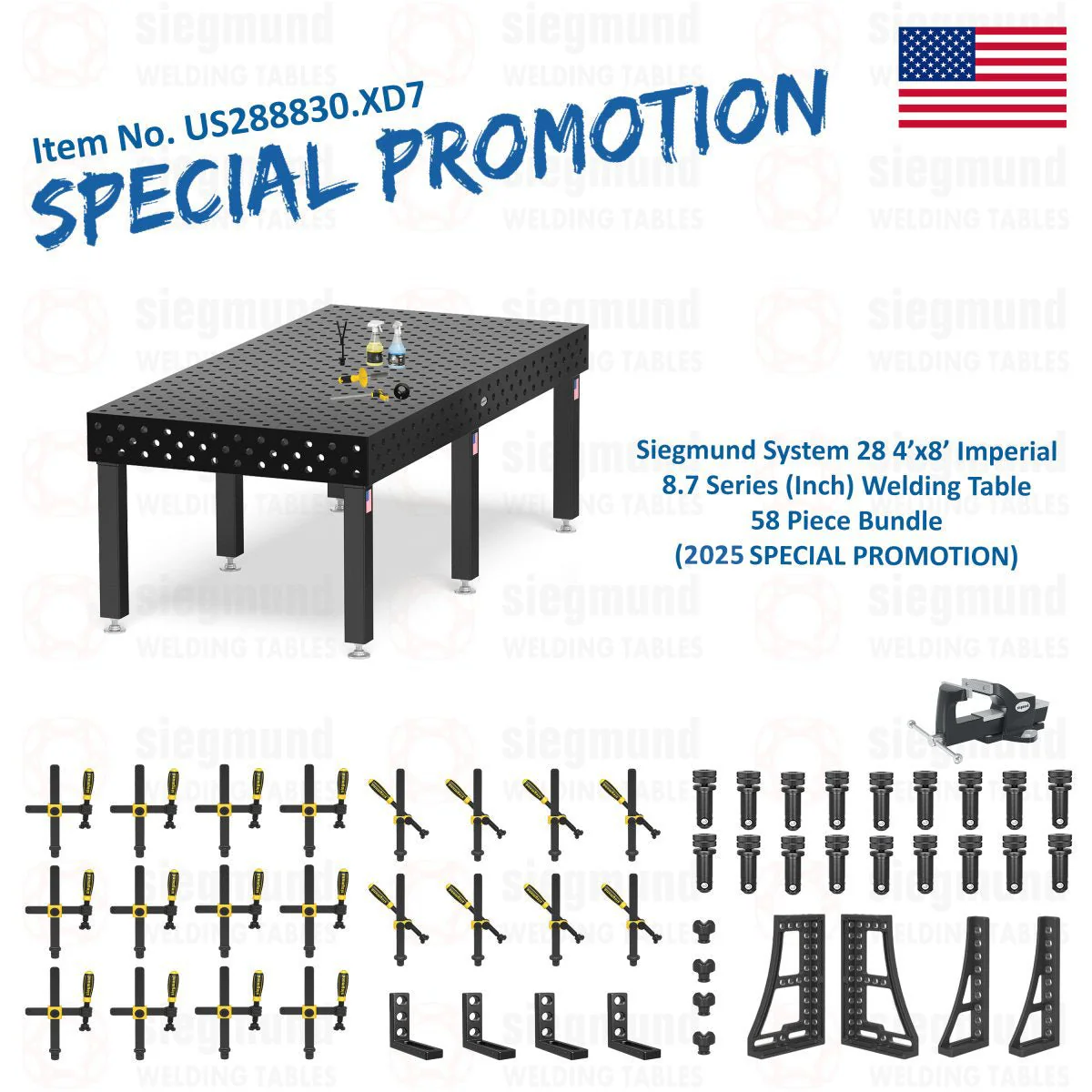 System 28 4'x8' (48"x96") Imperial Series (Inch) Welding Table 58 Piece Bundle (2025 SPECIAL PROMOTION) - 1