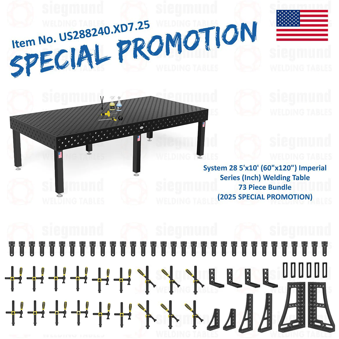 System 28 5'x10' (60"x120") Imperial Series (Inch) Welding Table 73 Piece Bundle (2025 SPECIAL PROMOTION) - 1