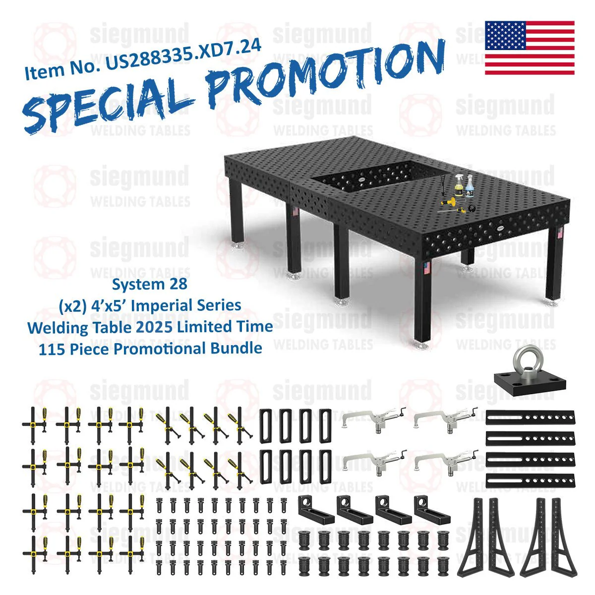 System 28 (x2) 4'x5' (48"x60") Imperial Series (Inch) Dual Welding Table Setup 115 Bundle (2025 SPECIAL PROMOTION) - 1